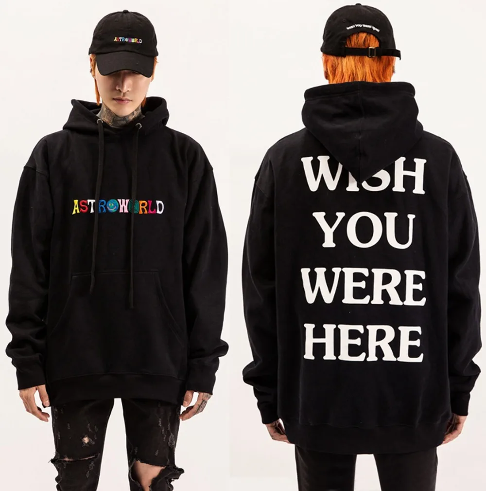 2020 принтом Трэвиса Скотта Astroworld WISH YOU WERE HERE с вышивкой радуги для мужчин и женщин