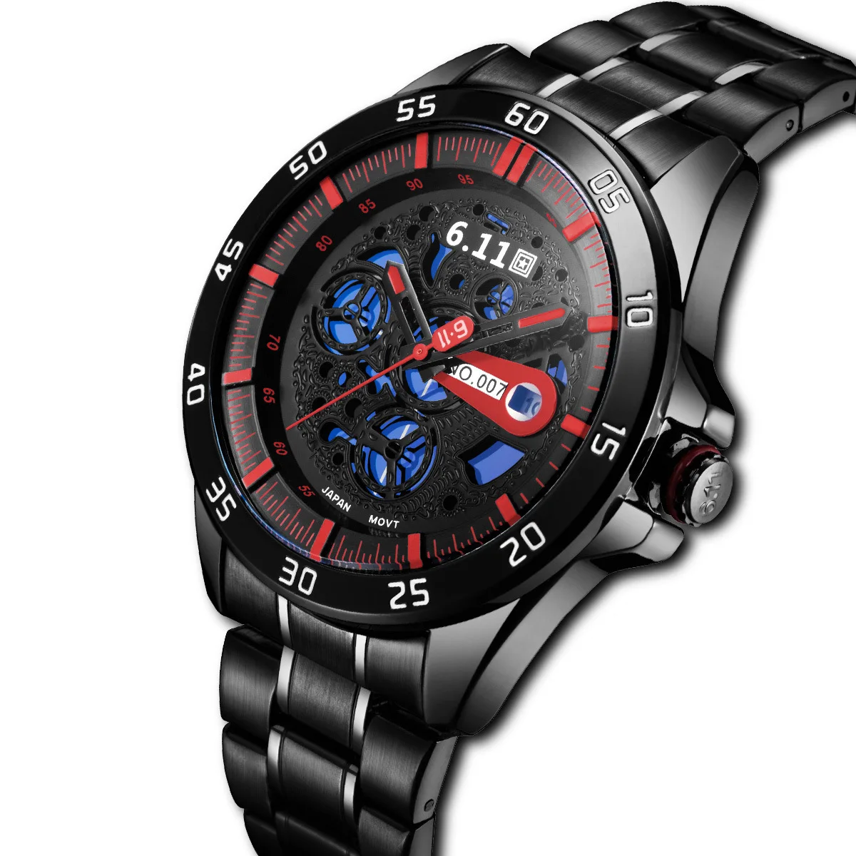 

6.11 Brand Light Kinetic Energy Watch Quartz Watch Light Meter Steel Belt Waterproof with Calendar Light Kinetic Energy Watch