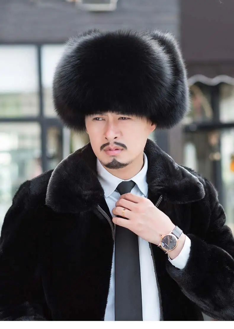 Лисий мех Lei Feng шляпа меховая шляпа мужская уличная кожаная шляпа Топ среднего возраста замшевая шляпа