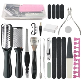 

A Complete Set of 23 Pedicure Tools Pedicure Foot Board Frustration Foot Set Nail Scissors Polishing Nail Tools