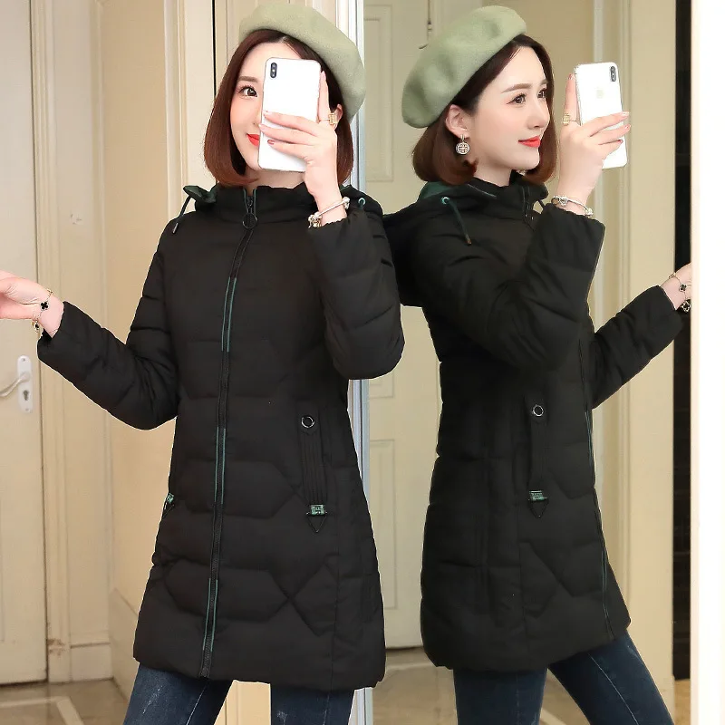 

2019 Autumn And Winter New Style Mid-length Cotton-padded Clothes Women's Korean-style Slim Fit Cotton Coat Women's Thick Cotton