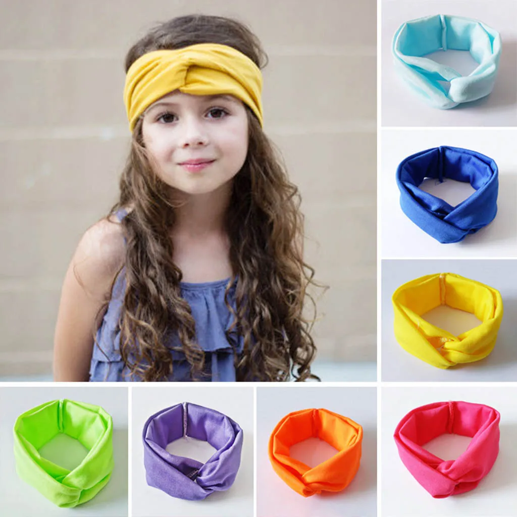 

Sweet Candy Colored Hair Accessories Children Bow Knot Retro Baby Headband Fashion Cute Solid Elastic Ins Style HairBand