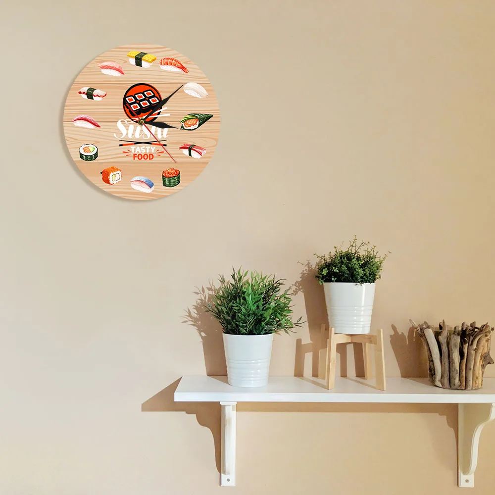 Японская кухня суши вкусная еда настенные часы картины на стену кухни Декоративные минималистичные настенные часы подарок для еды ies Ресторан шеф-повара