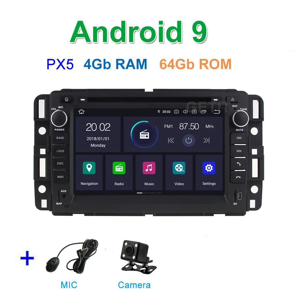 PX5 4G CAMERA DSP 64G PX6 Android 9 Автомобильный DVD стерео радиоплеер gps навигация для GMC Chevrolet Chevy Yukon Sierra Tahoe Acadia Suburban - Цвет: PX5 4G CAMERA