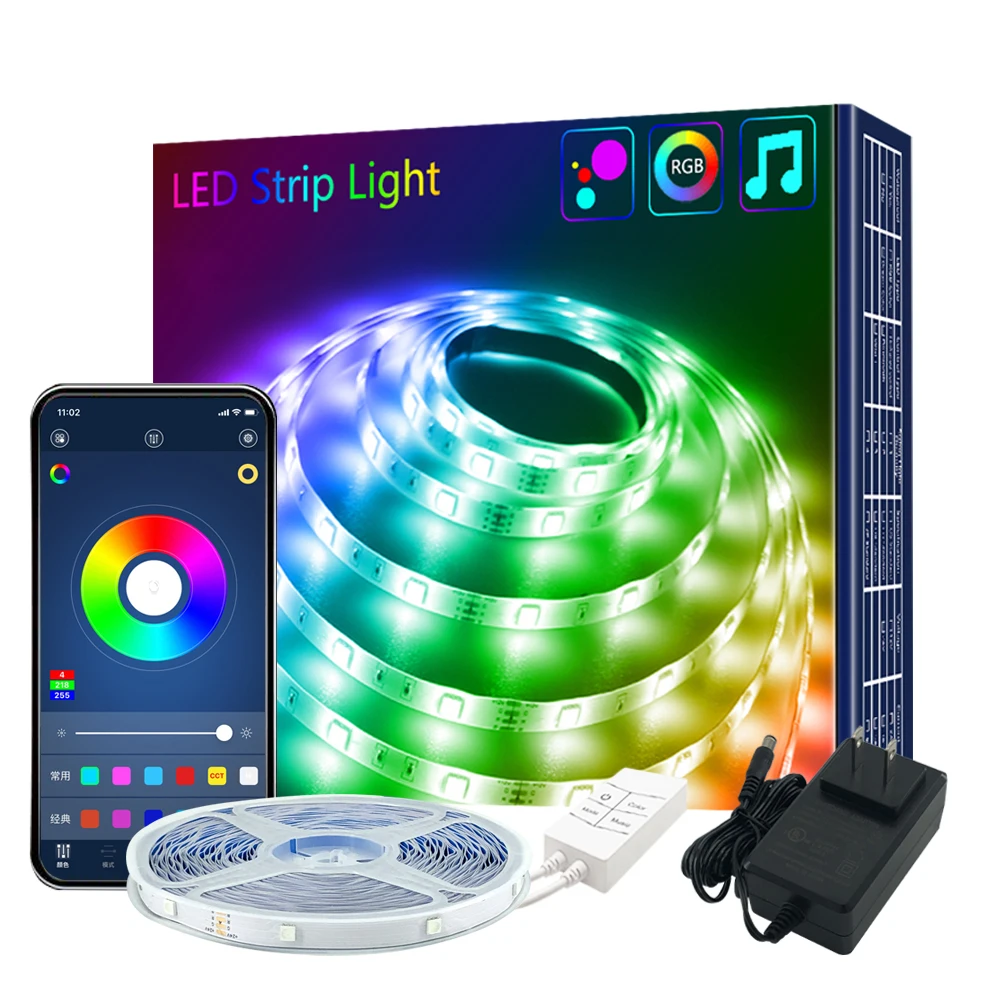 O aplicativo de bluetooth conduziu luzes de tira 20m rgb 5050 smd fita flexível impermeável rgb conduziu a luz 5m 10m fita diodo dc 24v controle