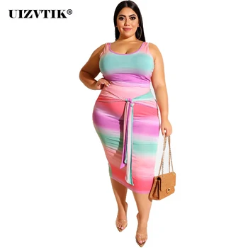 

Summer Two Piece Set Women 2020 Casual Tie-dye Pencil Bodycon Tracksuit Plus Size Slim Crop Top Skirt Sets Clothes For Women