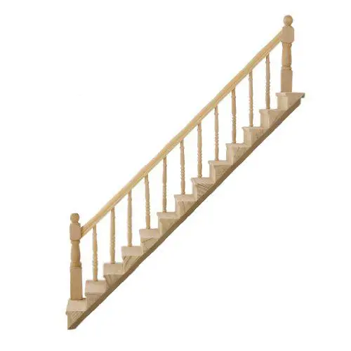 Нет 1:12 кукольный домик предварительно собранная лестница деревянная лестница Стрингер шаг с левым поручнем