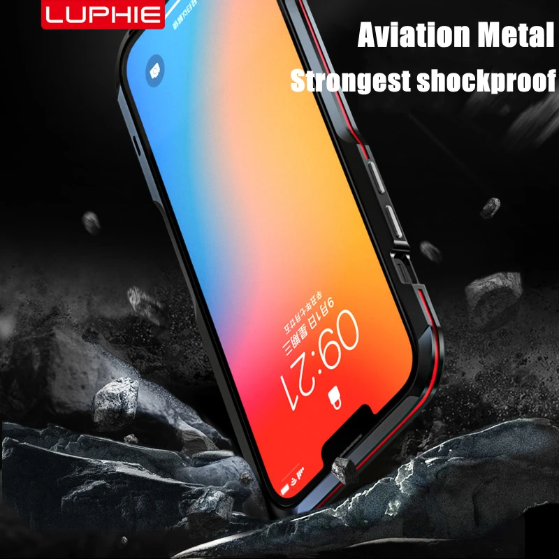 Luphie For iPhone 13 Mini 13 Pro Shockproof Armor Metal Bumper Irregularly Aluminum Case Cover For iPhone 13 Pro Max Case