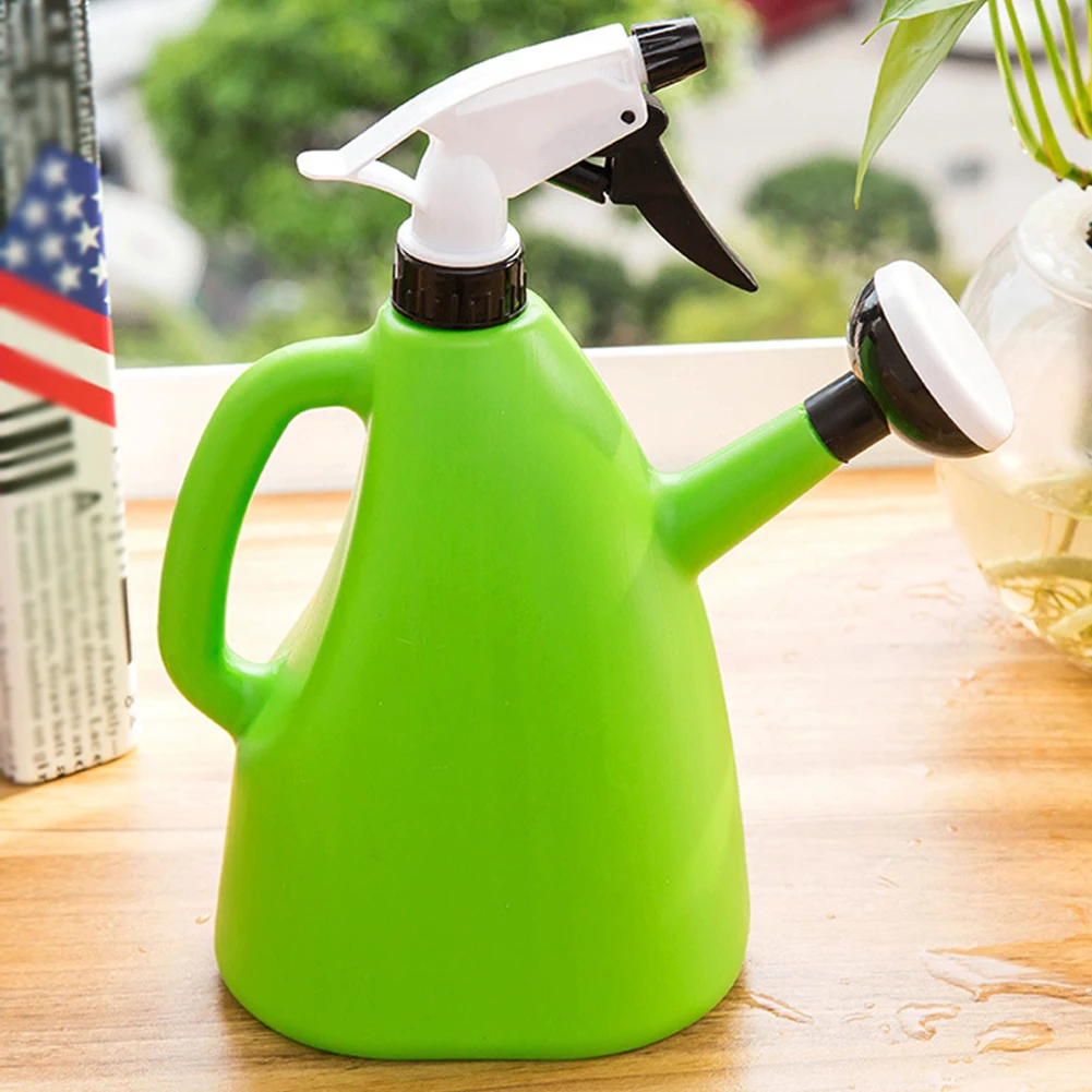 Home Nozzle Hand Press Flowers Tools Kettle Gardening Outdoor Indoor Adjustable Plant Multifunctional Dual Purpose Watering Can - Цвет: Зеленый