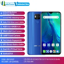 Отпечатков пальцев ID+ Разблокировка лица Ulefone power 6 Android 9,0 Восьмиядерный 6," 18MP смартфон 4 Гб 64 Гб 6350 мАч NFC 4G мобильный телефон