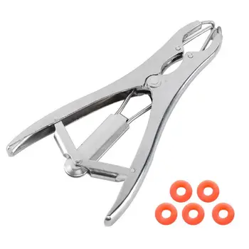

1Set Farm Animal Livestock Metal Castration Bander Forceps Pliers Tail Dock with Rubber Castrator Rings for Cattle Sheep