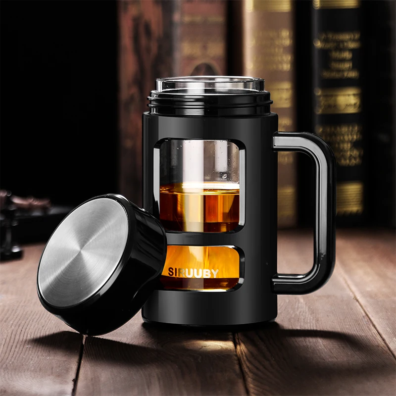 500ML Glass cup water simple cover home office with handle tea bottle glass travel WF924 | Дом и сад