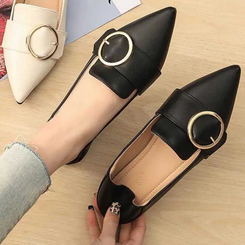 

Women Loafers Flats Shoes Slip On Leather Shoes Pointed Toe Moccasins Office Large Size Lady Footwear High Quality Zapatos Mujer