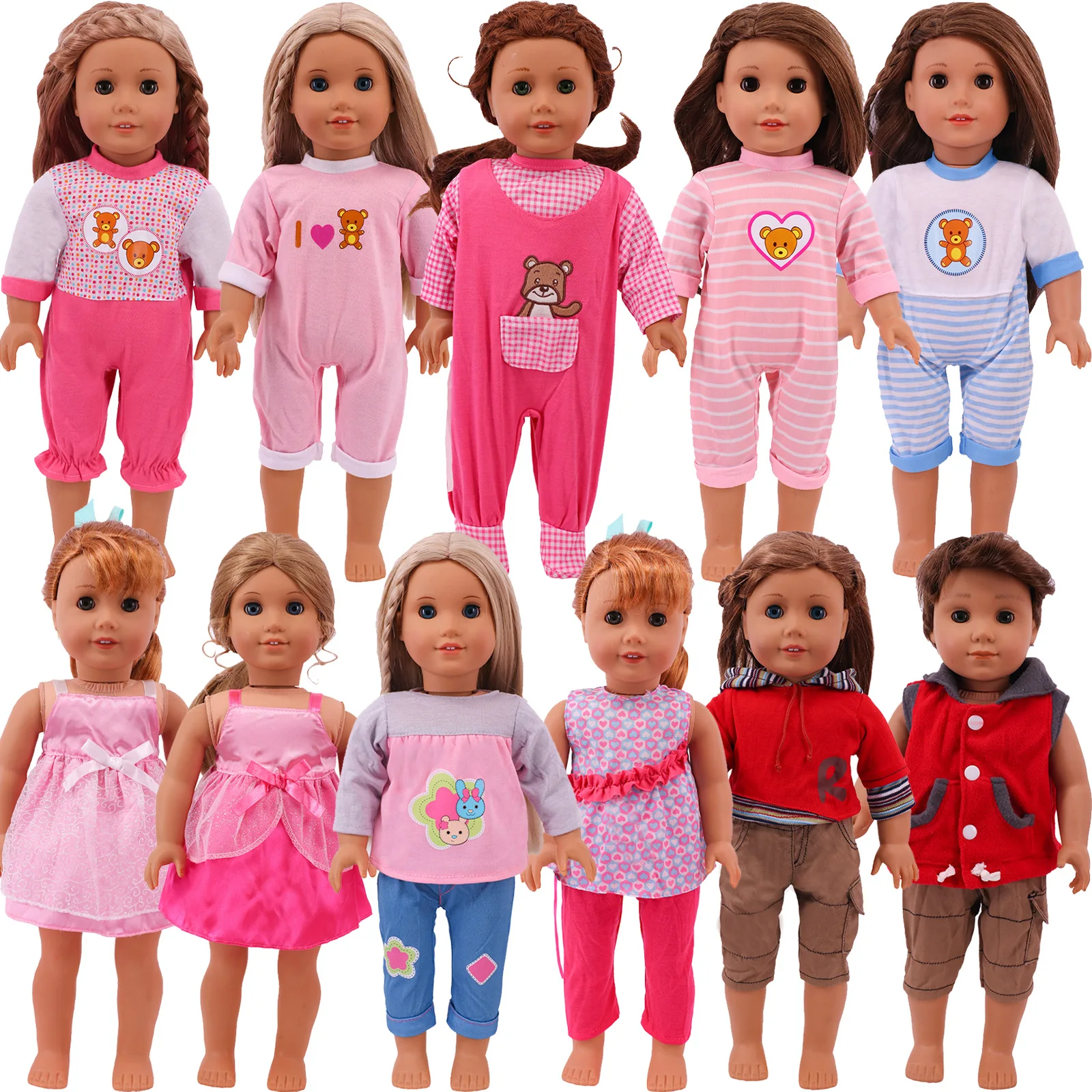 Doll Clothes Dress Skirt Cartoon Suit For 18 Inch American Girl 43Cm Baby Reborn Doll