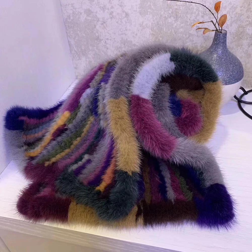 Top Quality Best Sell Winter New Arrival SJ008 Luxury Girl's Real Mink Fur Scarf