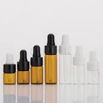 

50pcs/lot 1/2/3/5ml Amber Transparent Glass Dropper Bottle Vials with Pipette for Cosmetic Perfume Doterra Essential Oil Bottles