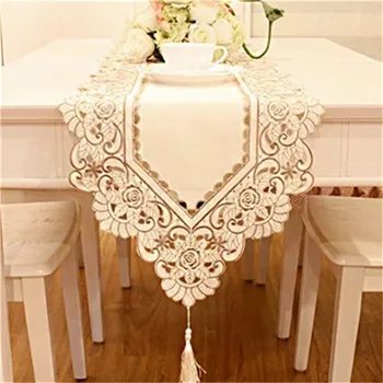 

1PCS 40x150cm Waterproof Openwork Embroidery Pastoral Dining Party Table Cloth Trade Pastoral Coffee Textile Table Cloth
