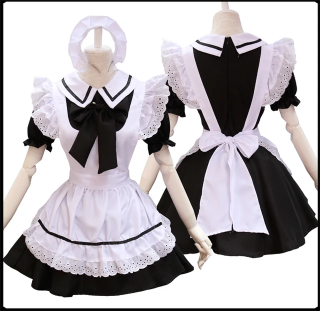 Disfraz de sirvienta de Anime para mujer, uniforme de camarero para  restaurante o cafetería
