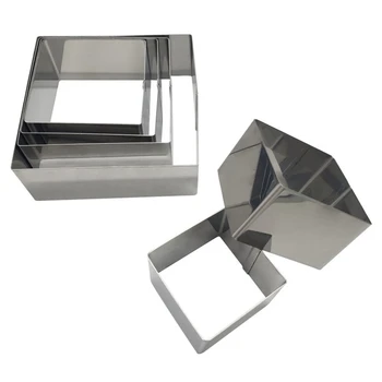 

6 Pcs Square Mousse Cake Rings, Tart Ring Mousse and Pastry Mini Baking Ring Mold Bakeware Tool,Cake Mousse Ring