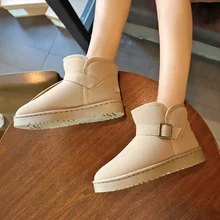 FEVRAL/женские зимние ботинки зимняя женская теплая Повседневная обувь на плоской подошве размера плюс г. Новые женские замшевые ботильоны на меху