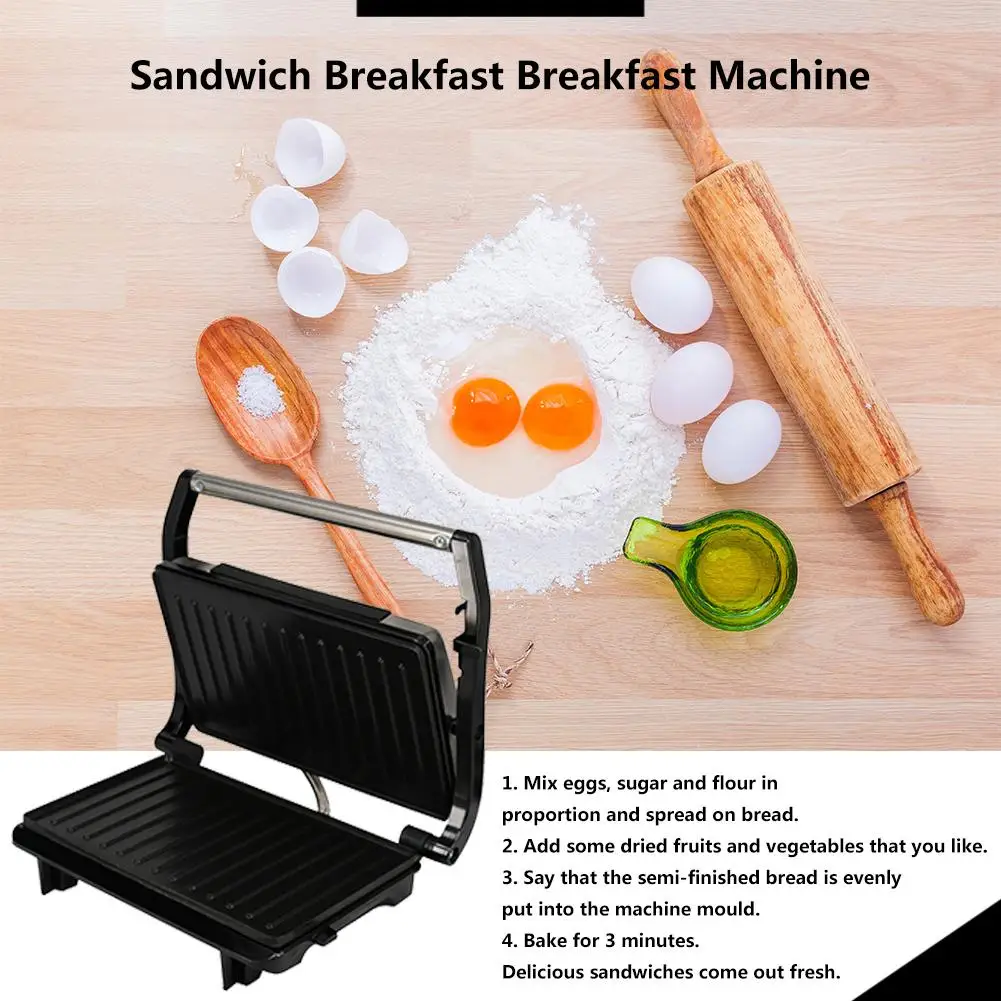 

750W Automatic Toaster Sandwich Non-stick Baking Tray Double-sided Heating Bread Maker Household Breakfast Machine EU Plug
