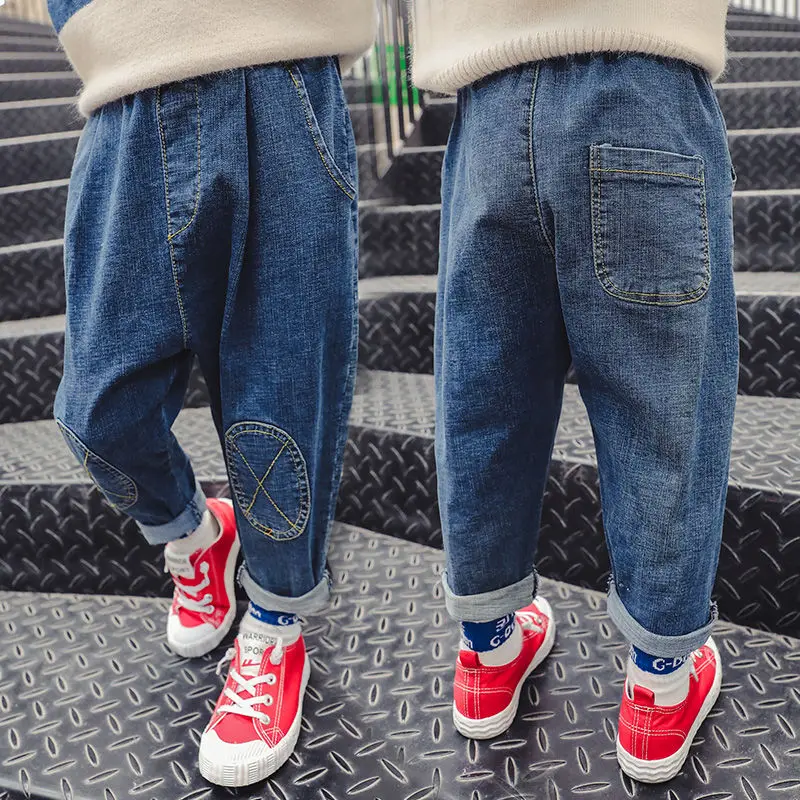

Toddler Baby Boys Jeans Autumn High Quality Denim Pants Fashion Casual Patch Kids Autumn Trousers Jeans 2-8 Years Boy Pants 2019