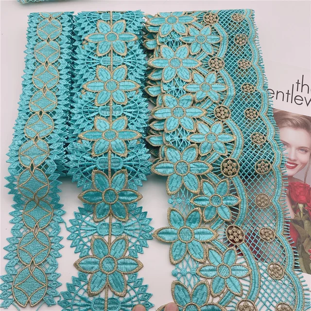 16colors in stock  Wholesale new Polyester Venise Lace suit african lace for wedding DIY crafted green