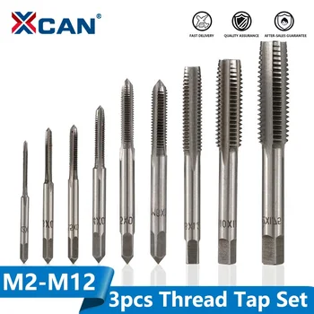 

XCAN 3pcs M2-M12 Metric Hand Tap Set HSS Machine Screw Tap Drill Bit Hand Tapping Tools Screw Thread Plug Tap Drill