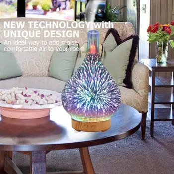 

Ultrasonic Humidifier Fireworks Pattern 3D Glass Aroma Diffuser Airpurifier Purifiers Mist Maker Portable Cool Mist Humidifier