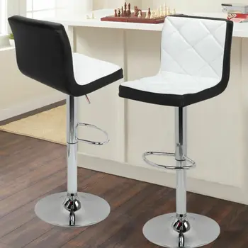 

Set Of 2 Mixed Color Bar Stools Adjustable 360 Degree Swivel Backrest Barstools