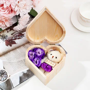 

Heart Shaped Wooden Box Soap Flower Jewelry Box Handmade Immortal Flower for Valentine Day WXV Sale