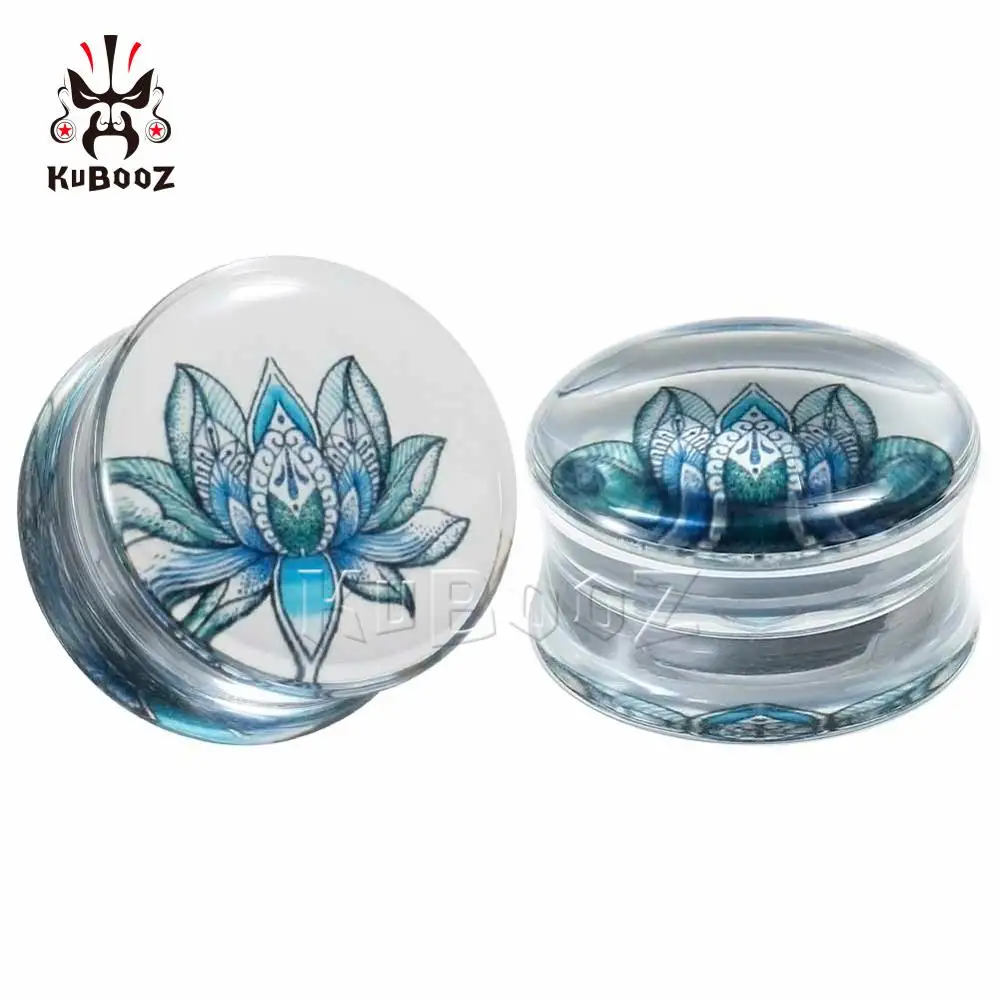 Лидер продаж прозрачные акриловые пробки для ушей красивый Логотип Lotus ювелирное