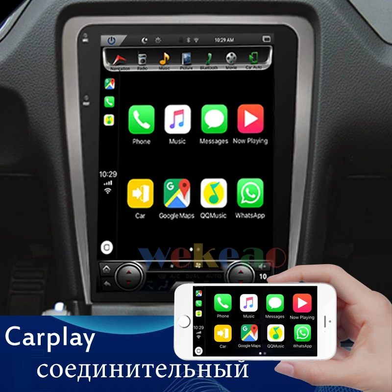 Wekeao вертикальный экран Tesla style 12,1 ''1Din Android 8,1 автомобильный dvd-плеер Android Авто gps навигация для Ford Mustang 2010