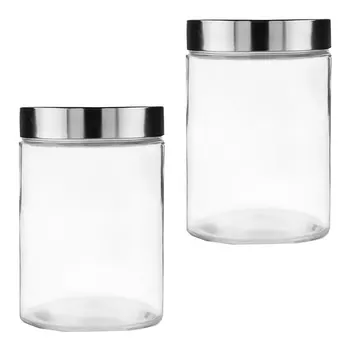 

2pcs 1200ml Round Glass Storage Tank Food Storage Bottle Sealed Empty Jar Large Capacity Canister Tank for Whole Grains Tea