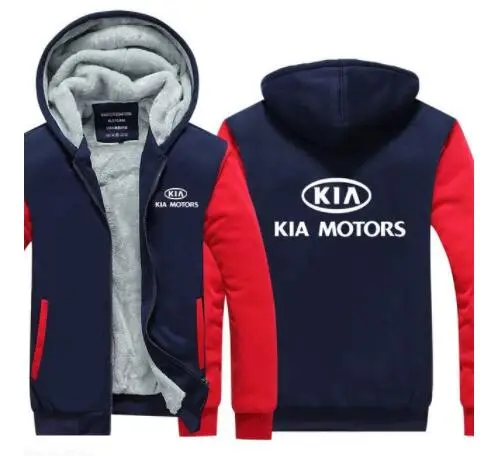 Осенне-зимняя мужская толстовка с капюшоном, теплая толстовка KIA Motors, рекламная куртка, утепленные пальто на молнии, флисовая одежда