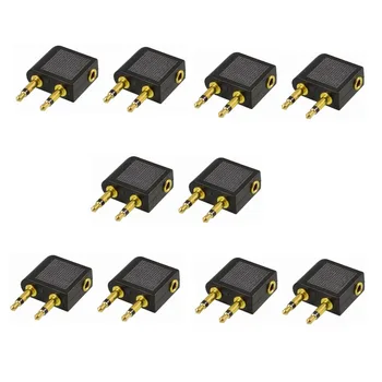 

10PCS Gold Nickel plated Air Plane 3.5mm Airplane Airline Headphone Mono Audio Cable Converter Travel Jack Plug Splitter Adapter