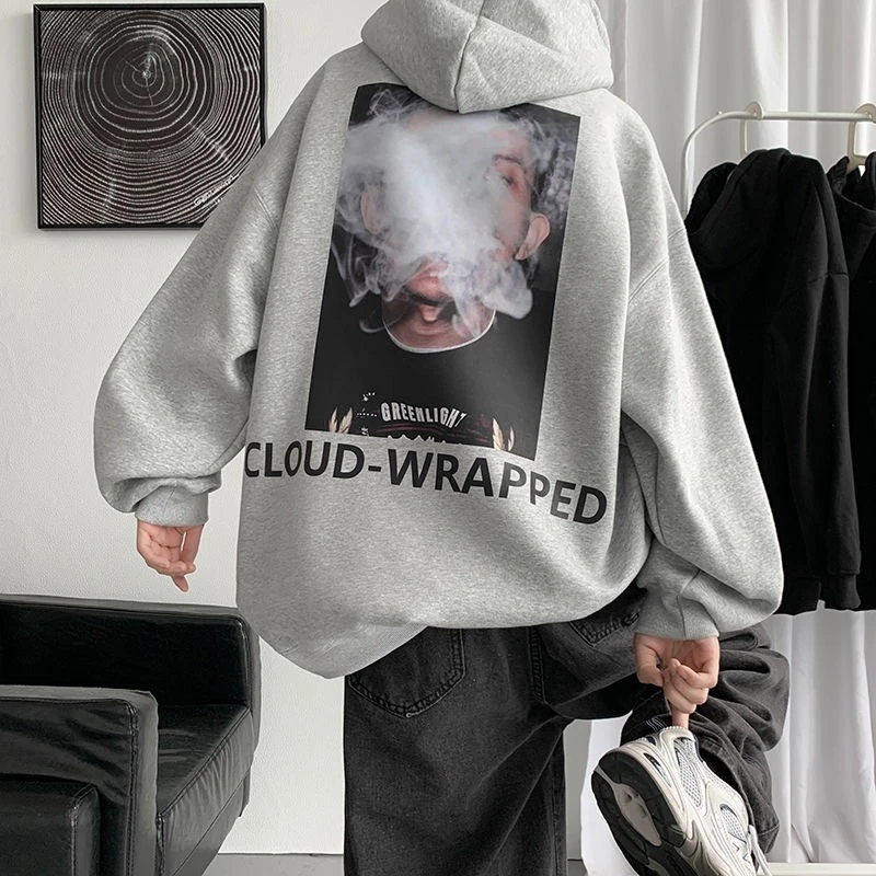 Suéter con capucha para hombre, ropa urbana de gran tamaño, estilo Hip Hop,  urbano, para adolescentes, con patrón de humo de cigarrillo gris|Sudaderas  con capucha y sudaderas| - AliExpress