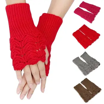 

Fingerless Gloves Women Knitted Half Finger Computer Mitts Warm Gloves
