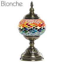 Blonche Средиземноморский ретро E14 настольная лампа турецкий стеклянный мозаичный стол светильники для учебы спальни прикроватные домашний декор художественное освещение