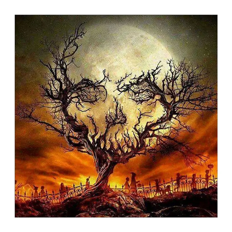 

Diamond Painting by Number Kit, 5D Diamond Painting Animal Full Round Drill Skull Tree Embroidery for Wall Decoration Q6PE