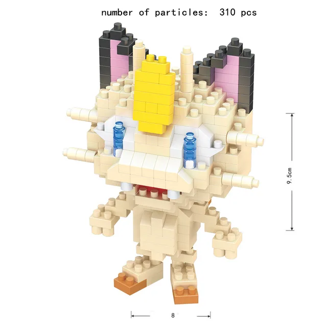 TAKARA TOMY 41 styles Pokemon Pikachu Building Blocks 3D DIY Educational Model Ornament Mewtwo Micro Small Assembled Block Brick 8075A