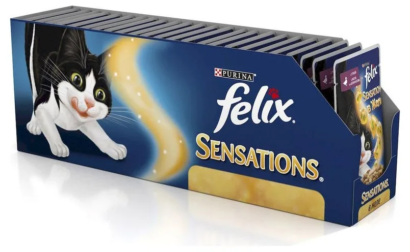 Корм влажный Felix Sensations для кошек с уткой, 85 г(24 шт