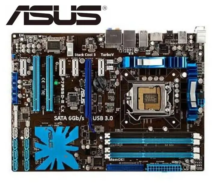 ASUS P7P55D-E LX материнская плата LGA 1156 DDR3 для i3 i5 i7 cpu 16 Гб USB2.0 USB3.0 P55 б/у рабочего Материнская плата
