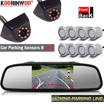 

Koorinwoo Latest OPS Core Trajectory Car Parktronic Dynamic Trajectory Rear Camera Front Display Parking Sensors 8 Black white