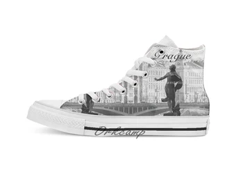 

Stunning Prague Praha Statue in the Czech Republic Photo Custom Casual High Top lace-up Canvas shoes sneakers Drop shipping