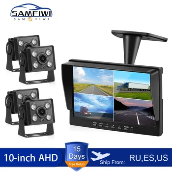 

Car Monitor 10 inch AHD 4ch Recorder Car Screen to Auto Truck IR Rear View Camera Security Surveillance Split Screen Quad