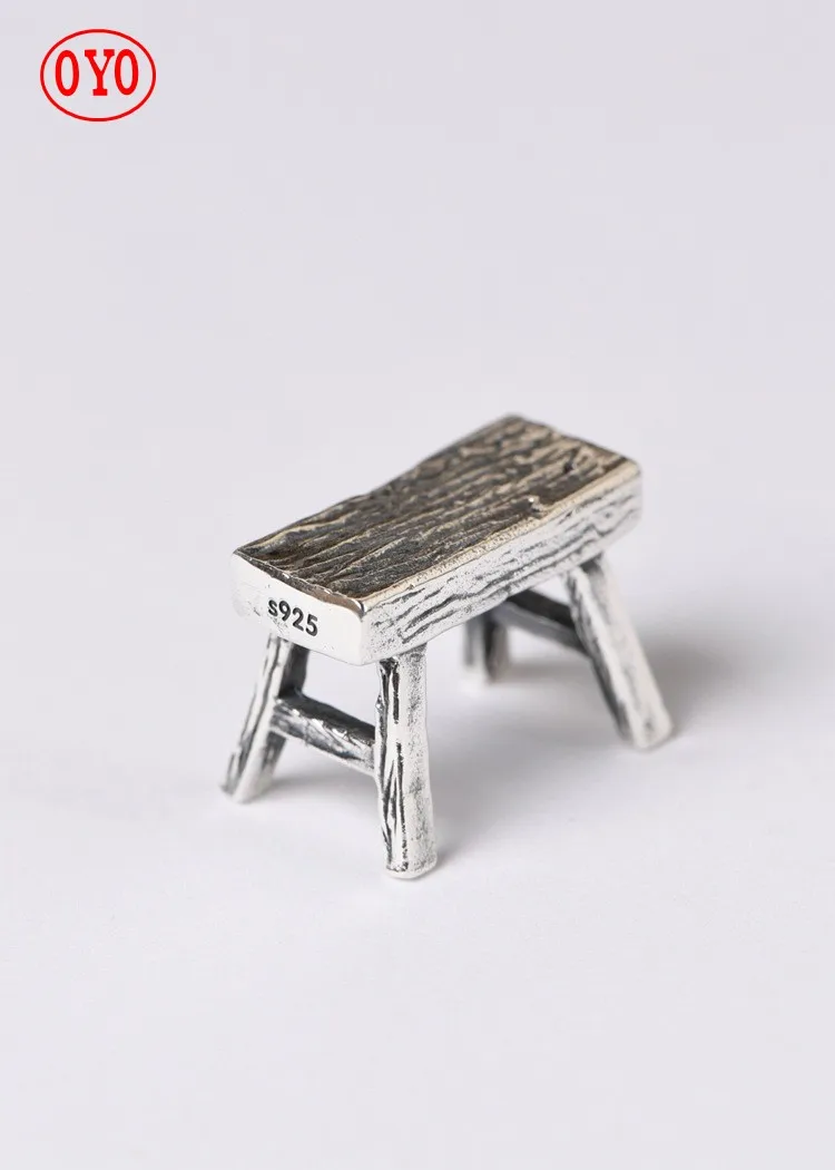 

S925 Silver Retro Fashion Silver Ornaments Men and Women Simple Creative Bench Necklace Hanging