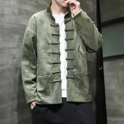 Veste traditionnelle de Style chinois pour homme, vêtement de grande taille, Style Hanfu, veste à boutons, Tai Chi Kung Fu, costume Tang, Harajuku 