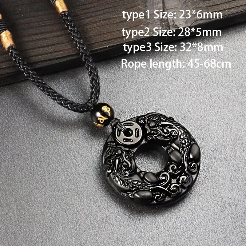 Natural Black Obsidian Onyx Pendant 