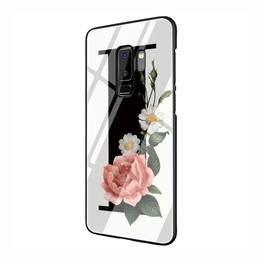 Чехол из закаленного стекла с буквенным алфавитом и цветочным принтом для Galaxy S7 Note 8, 9, 10 Plus, A10, 20, 30, 40, 50, 60, 70 - Цвет: G10